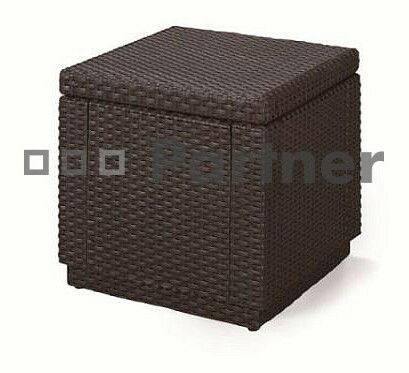 Záhradná taburetka Cube hnedá (umelý ratan)