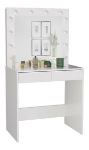 Toaletni stolić Micras 1 (bijela) (s ogledalom) (s LED rasvjetom)