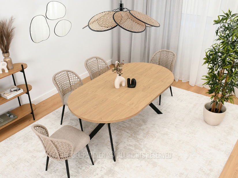 Blagovaonski stol Rompa (hrast + crna)