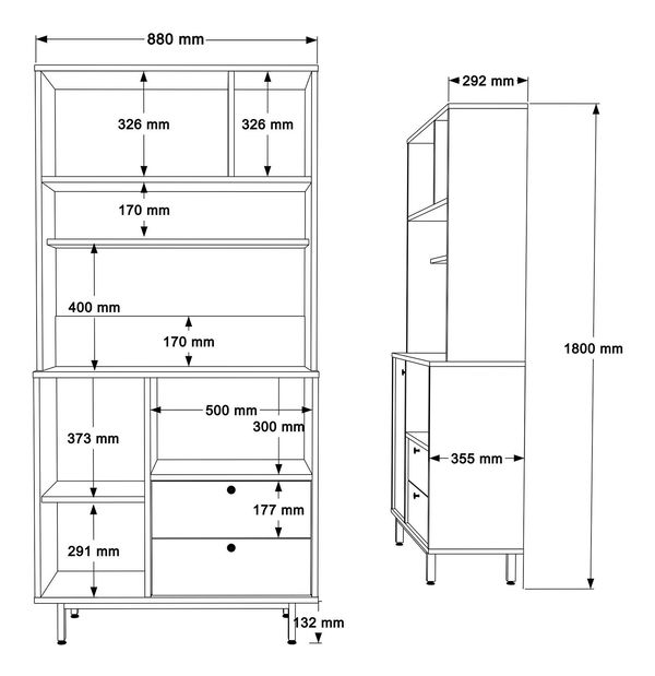 Polcos szekrény Rebutia 4 (tölgy + zöld)
