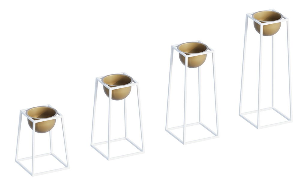 Dekoratívny stojan na kvety Gwion (biela + zlatá)