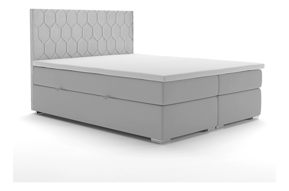 Bračni krevet Boxspring 160 cm Piranno (svijetlo siva) (s prostorom za odlaganje)