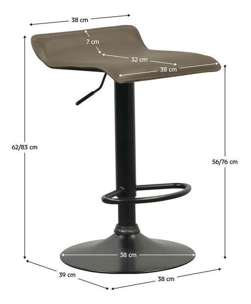 Scaun bar Baily (taupe piele ecologică)