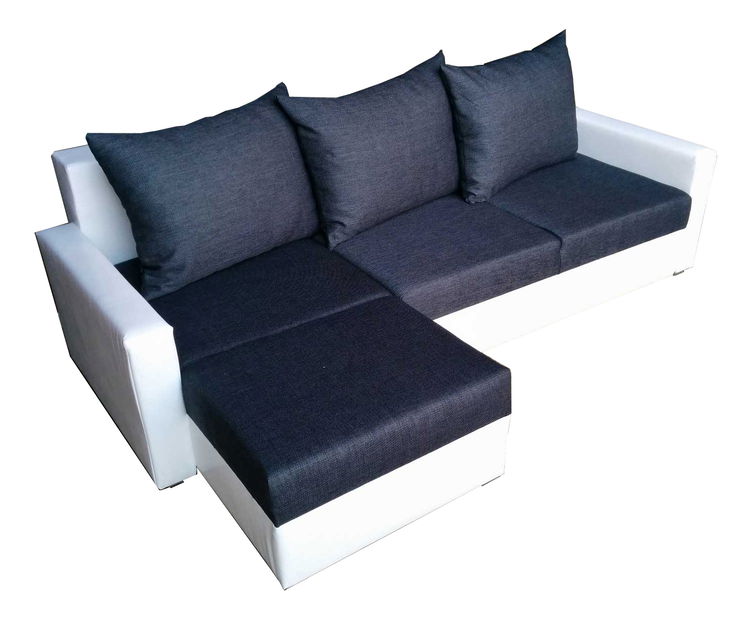 Rohová sedačka Matthaeus (biela + tmavosivá) (L)