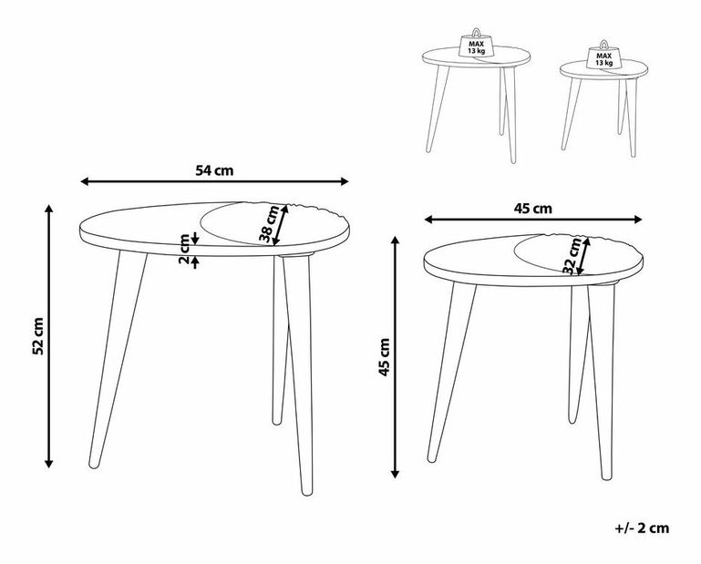 Dohányzóasztal készlet (2 db.) Kheza (sötét fa)