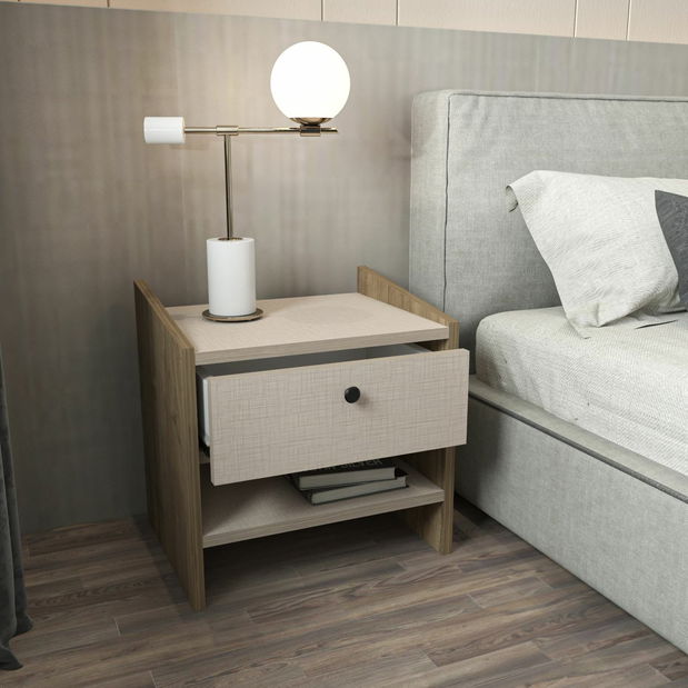 Éjjeliszekrény Biurno (dió + bézs)