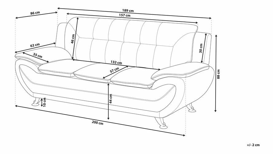 Pohovka trojsedačka Leyton (čierna)