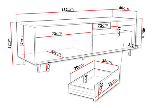 TV szekrény/asztal Treksona 1K1SZ (artisan tölgy)