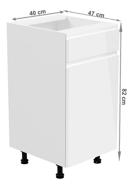 Dulap inferior de bucătărie D40S14 Aurellia (Alb + Alb lucios) (D)