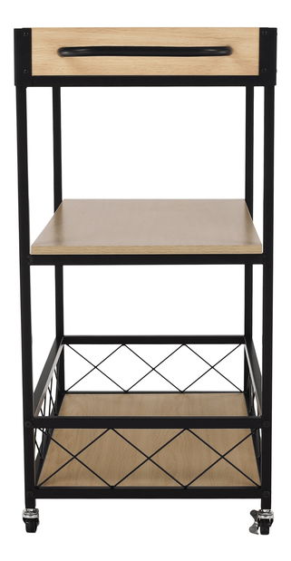 Servírovací vozík Vivian (čierna + dub svetlý)