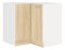 Rohová dolná kuchynská skrinka Sylrona 89 x 89 DN 1F BB (biela + dub sonoma)