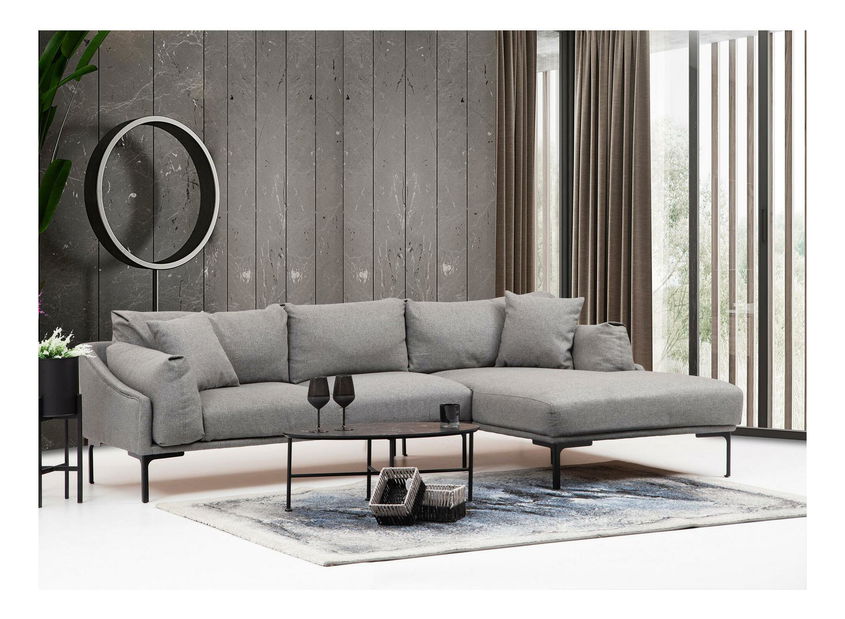 Rohová sedačka Leonero (P) (sivá + čierna)