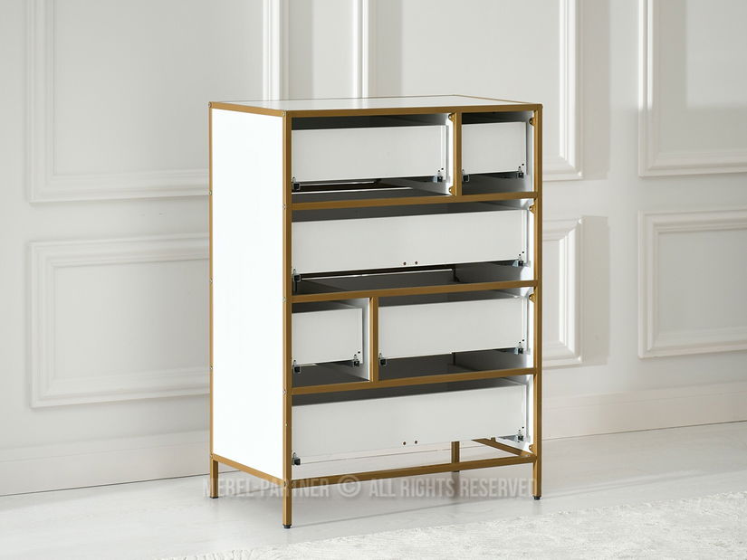 Komoda Soren Kom (bijelo drvo + zlatna)