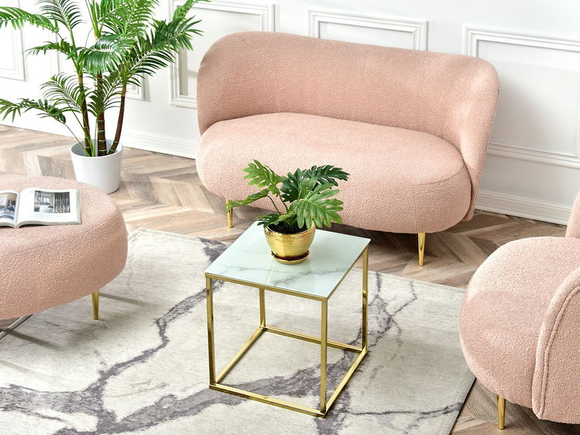 Konferenčný stolík Bella S (biely mramor + zlatá)