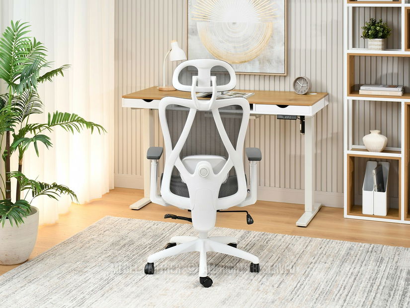 Fotoliu de birou Derenis (gri + alb)