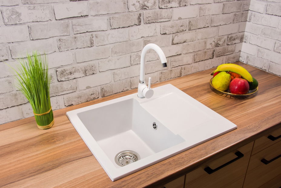 Chiuvetă de bucătărie Dalgam (alb) (cu 3 orificii pentru robinet) (D)