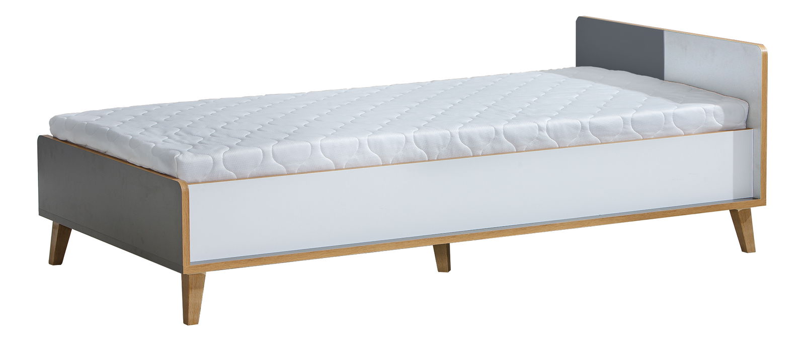 Jednolôžková posteľ typ W10 90x195 cm Wendy (antracitová + biela + dub wotan)