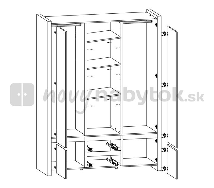 Šatníková skriňa BRW Venom SZF5D2S