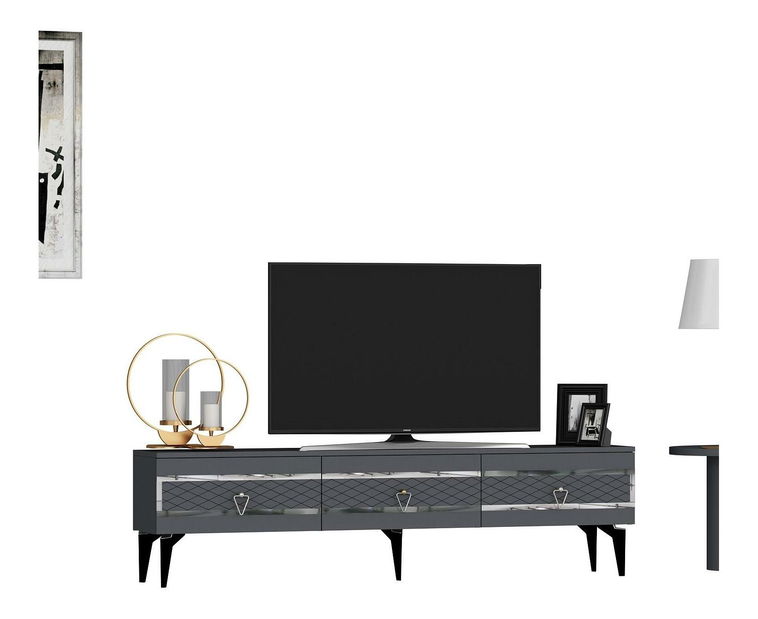 Masă TV/Dulap Vadiki 2 (antracit + argintiu) 
