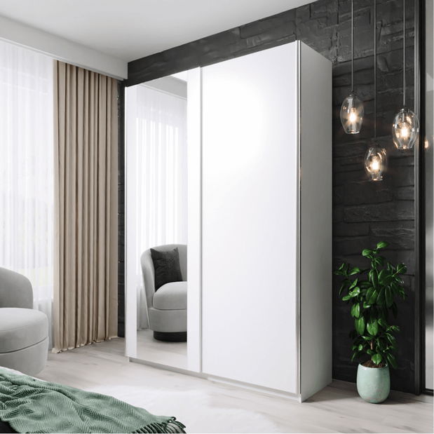 Dulap de haine cu uși glisante Briana 120 (alb) 