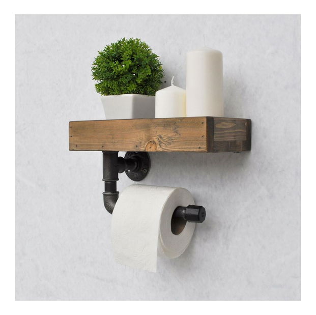 Držiak na toaletný papier Nenanu 17 (orech + čierna)