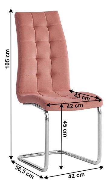 Scaun de sufragerie Farando NEW (roz + Crom)