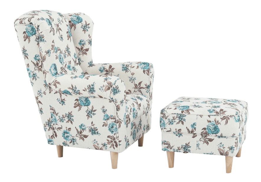 Fotoliu cu urechi cu taburete Aevo (rose 14)