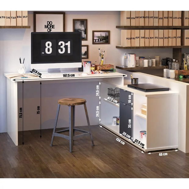 Sarok számítógépasztal Dasys VE 02 (szürke) *kiárusítás