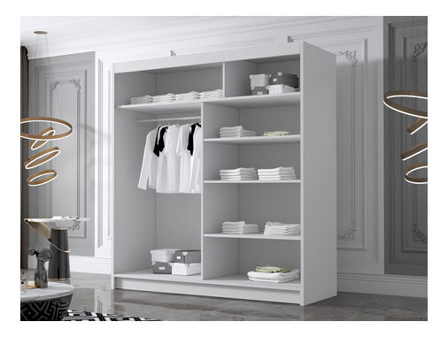 Dulap de haine cu uși culisante Bratoke IV 180 (Alb + auriu) 