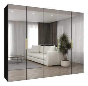 Dulap de haine 250 cm Mirabella 3 (Negru + Auriu)