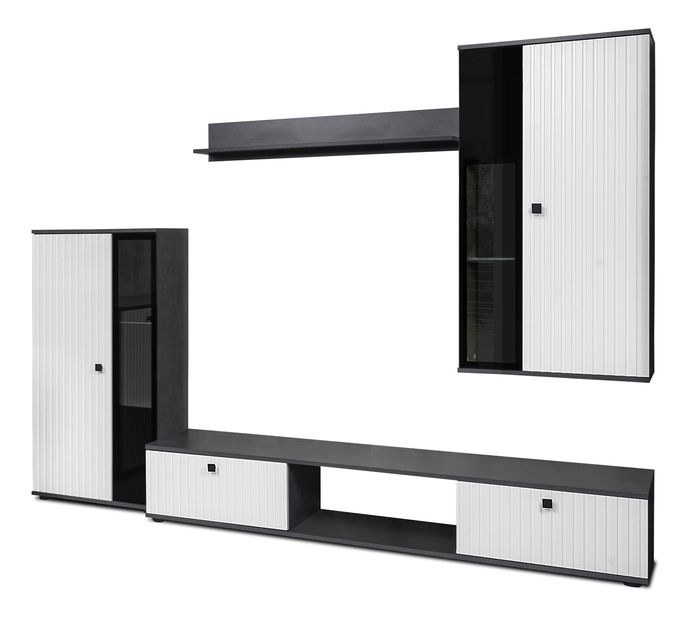 Obývacia stena Saul (biela + matera) (bez osvetlenia)