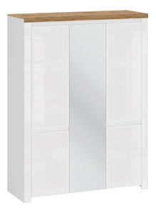Ruhásszekrény Vilgi 5D (tükörrel) (fényes fehér + wotan tölgy)