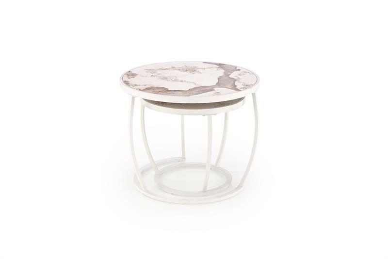 Dohányzóasztal szett (2 db.) Inesz (bézs márvány + fehér)