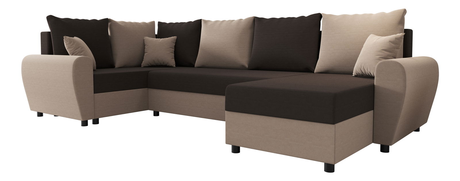 Kutna garnitura u obliku slova U Fleur Long (capuccino + tamnosmeđa) (L)