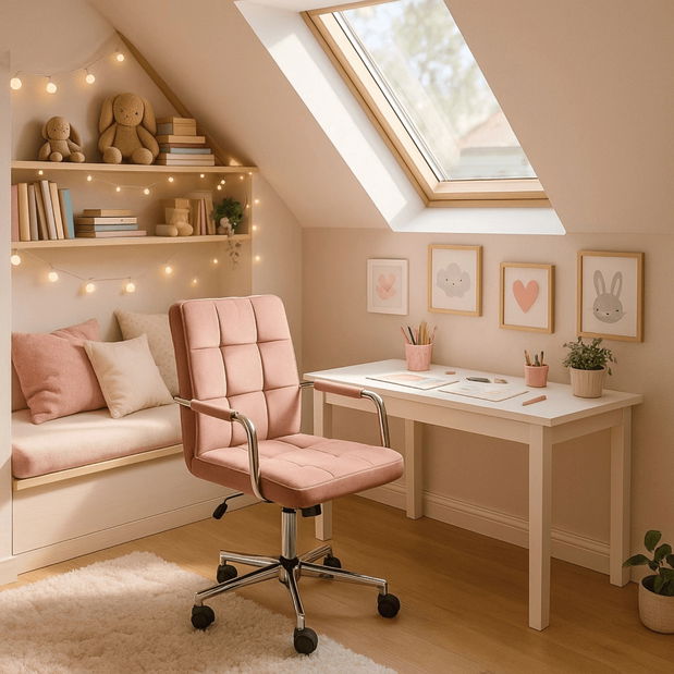 Detská otočná stolička Astronautic (ružový zamat) 