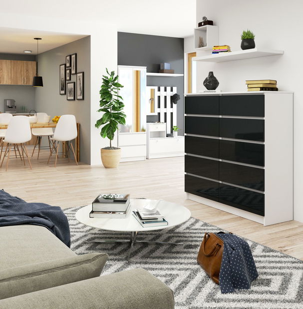 Komoda Kapil III (bijela + grafit sjajni)