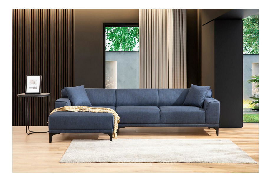 Kutna garnitura Petrafonzo (L) (plava + crna)