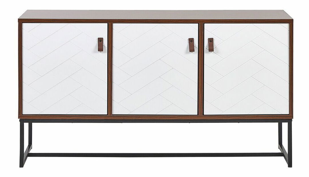 Skrinka NAVVEA (trojdverová) (tmavé drevo + biela)