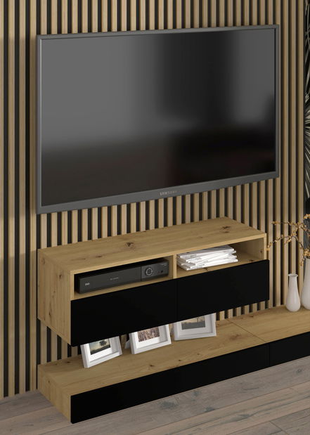 Obývacia stena Dual B (čierna + dub artisan)