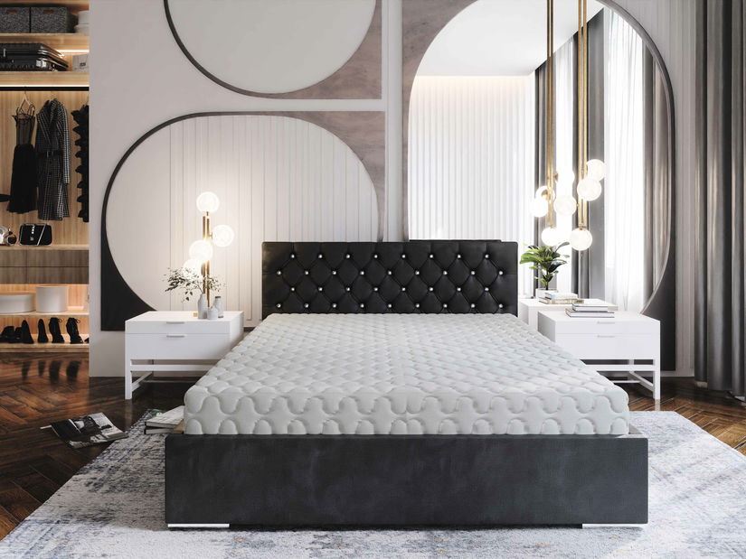 Manželská posteľ 160 cm Kerry (čierna) (s roštom a úložným priestorom)