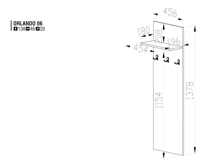Ruhaakasztós panel Orlando 06