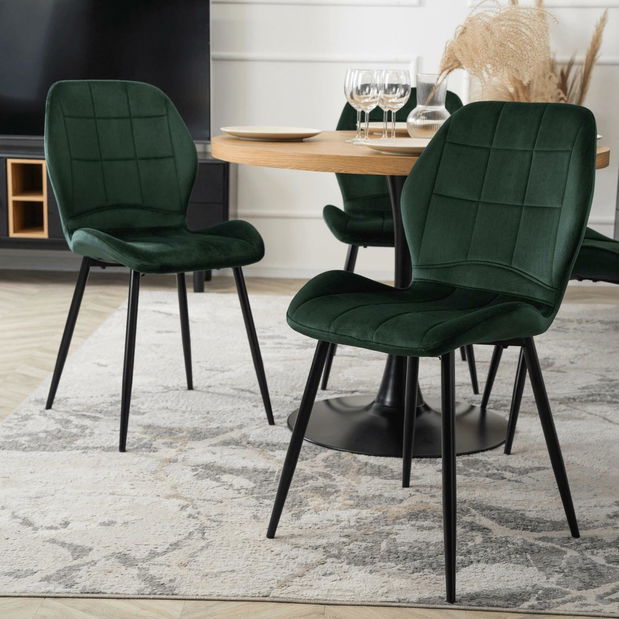 Jedálenský set Lomeli (dub zlatý + čierna + zelená) (pre 4 osoby)