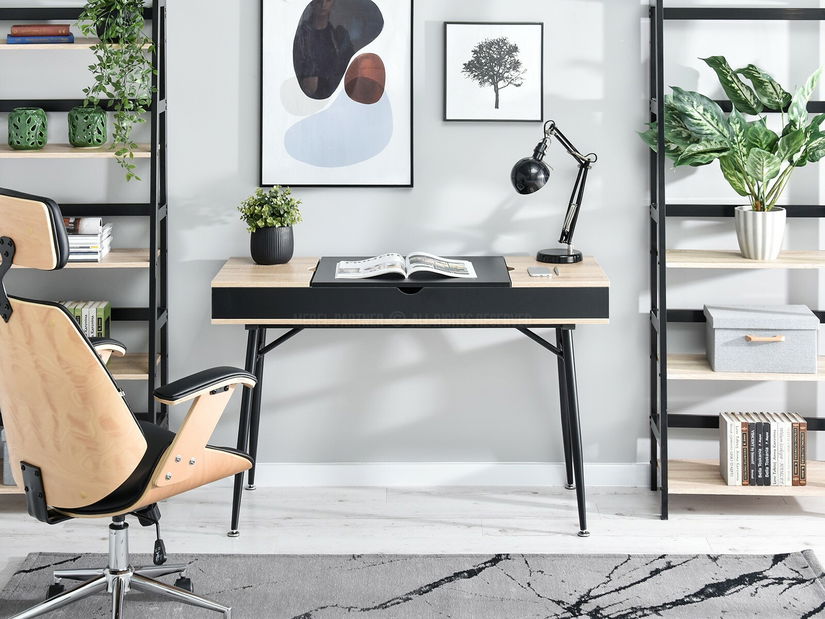 Masă PC Vicken (stejar + negru)