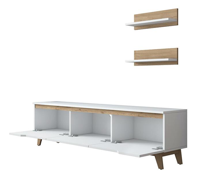 Mobilier living Mitevu 8 (alb + Nuc) 