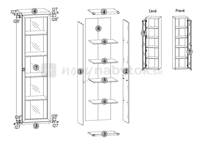 Vitrină Iliana JWIT 1D (Stejar sutter)