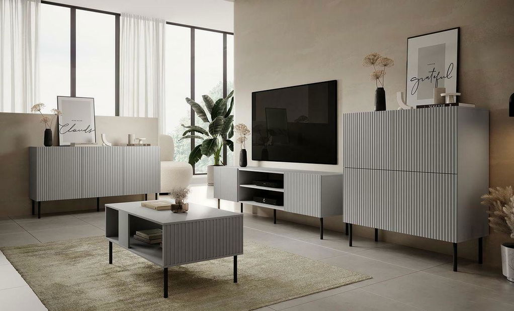 Mobilier living Asania 1 (gri + negru)