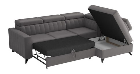 Rohová sedačka Laviosuna 2RRLXP (sivá) (s úl. priestorom) (L)
