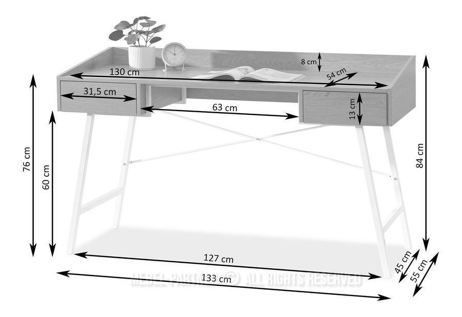 PC stolić Esko (hrast + bijela)