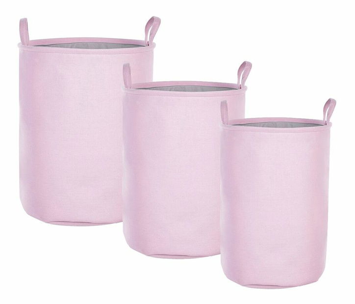 Set 3 buc coșuri depozitare Ailun (roz)