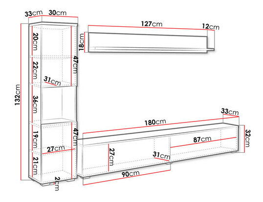 Obývacia stena Nova BR (dub wotan) (osvetlenie LED biele)